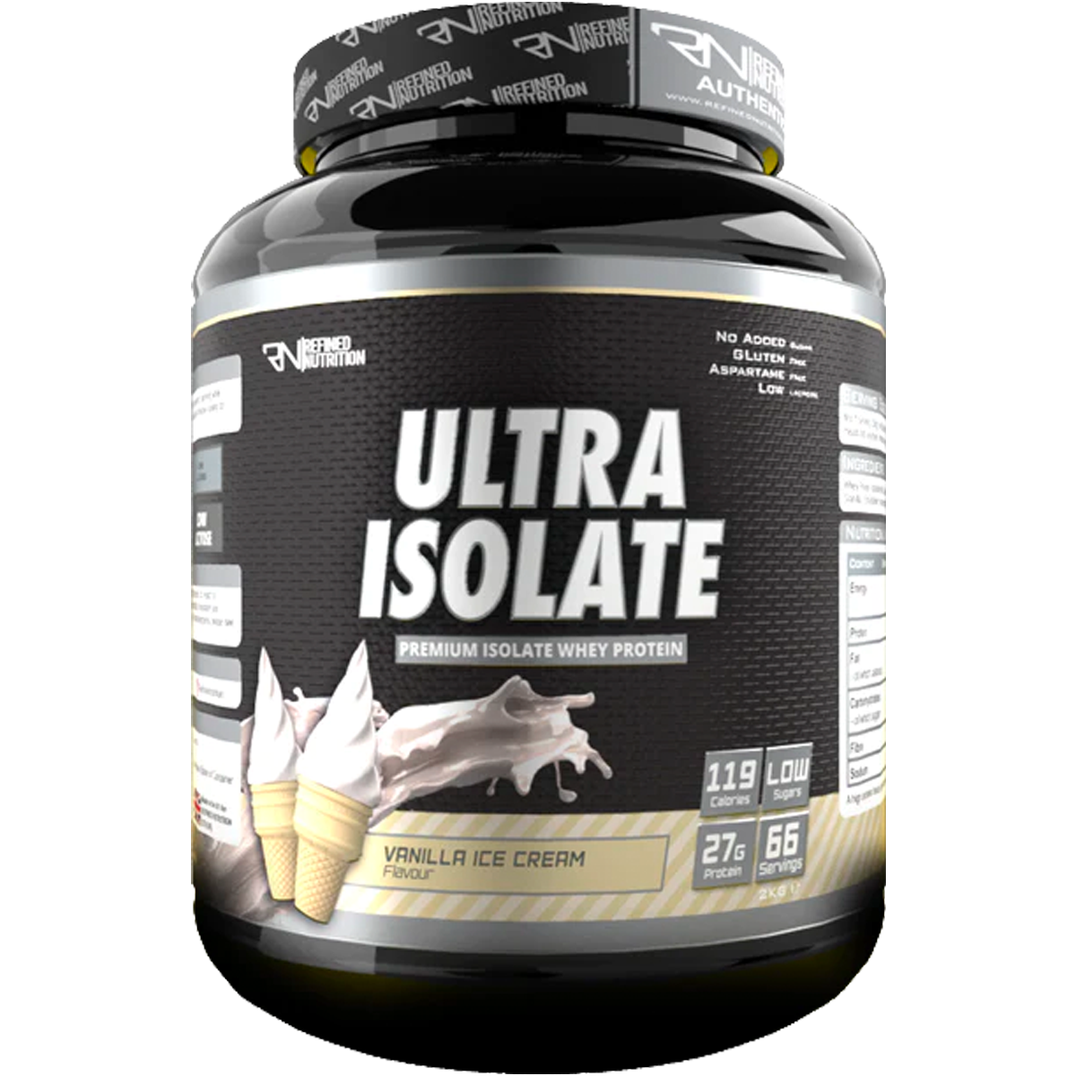 Refined Nutrition Ultra Isolate - 2kg / Vanilla Ice Cream - Whey Protein Isolate Powder