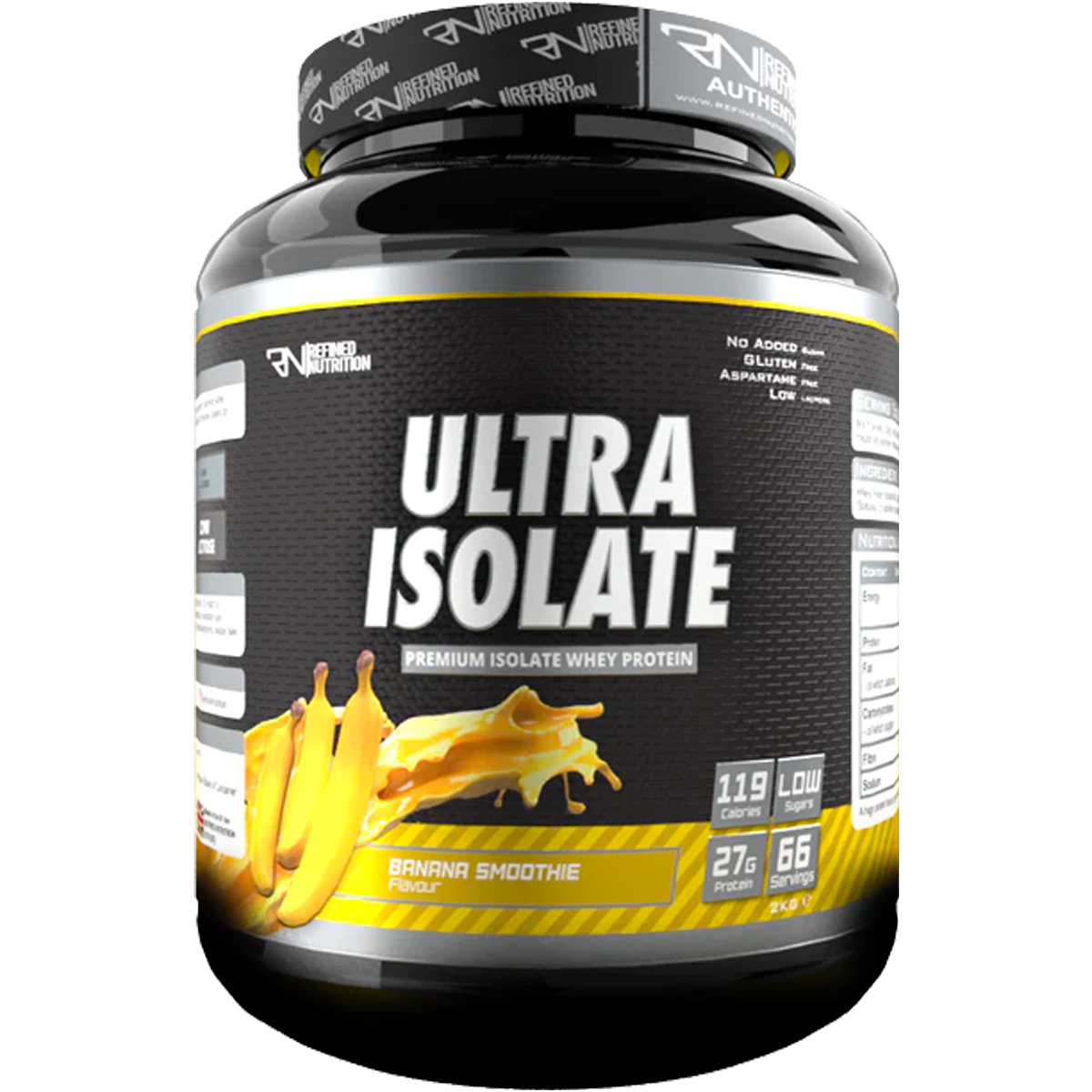 Refined Nutrition Ultra Isolate - 2kg / Banana Smoothie - Whey Protein Isolate Powder