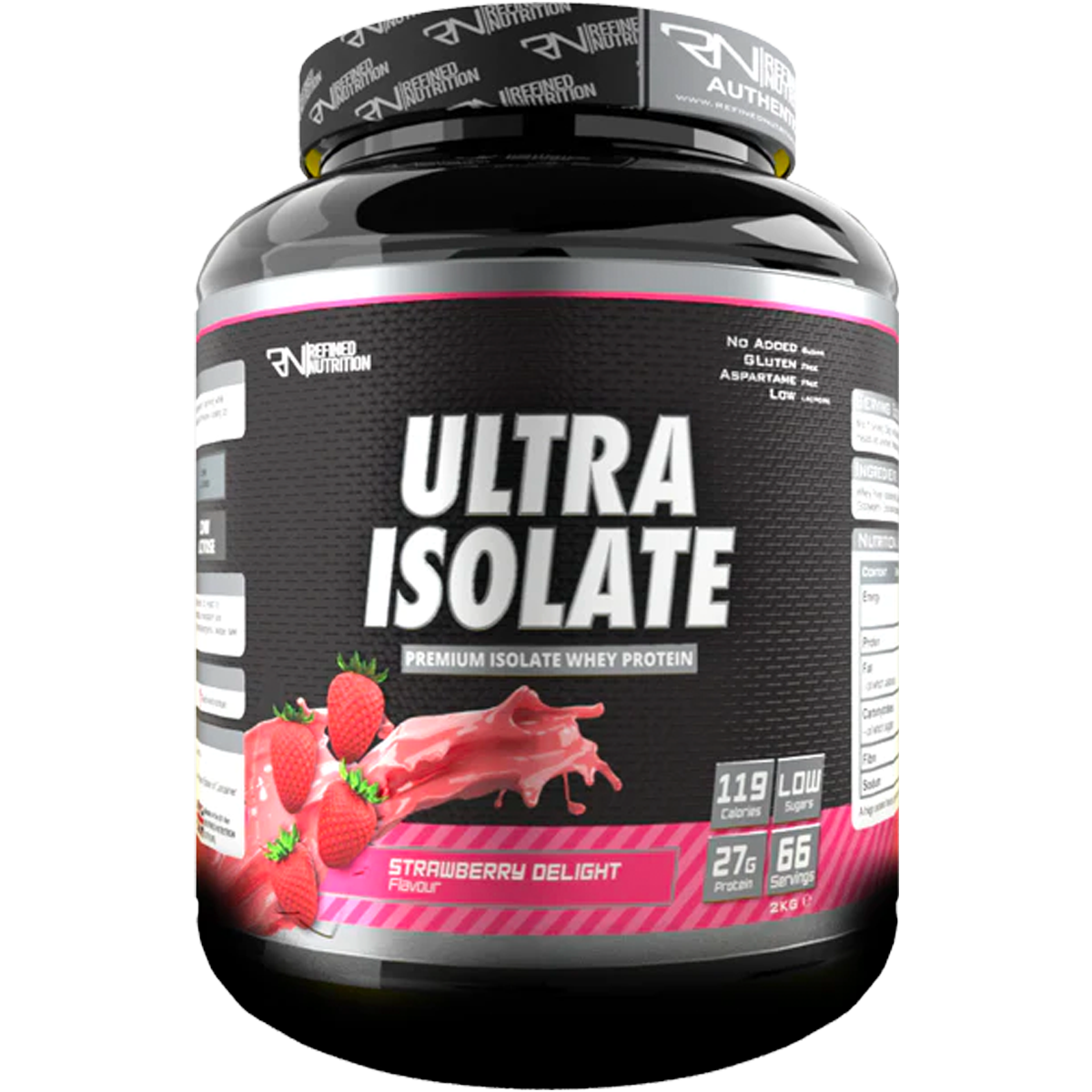 Refined Nutrition Ultra Isolate - 2kg / Strawberry Delight - Whey Protein Isolate Powder