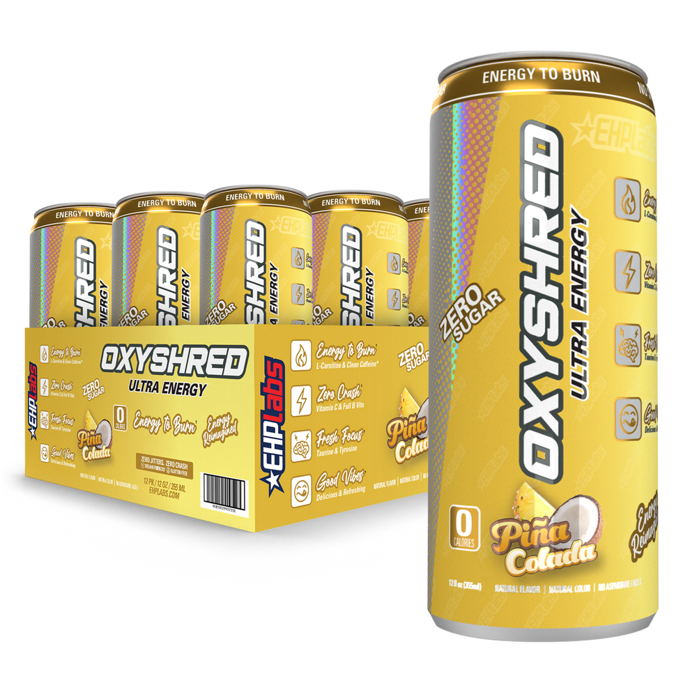 EHP Labs Oxyshred Ultra Energy Drink 12x330ml - 12x355ml / Peach Candy Rings - Energy Ready-to-Drinks