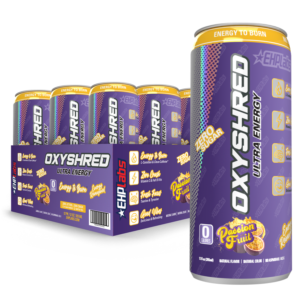 EHP Labs Oxyshred Ultra Energy Drink 12x330ml - 12x355ml / Peach Candy Rings - Energy Ready-to-Drinks