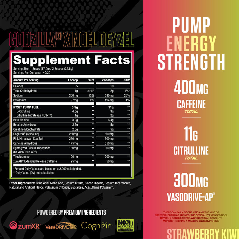 RYSE Godzilla Pre-Workout Godzilla Strawberry Kiwi - MyGymSupplements