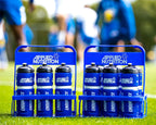 Two blue Applied Nutrition Endurance portable sports bottles carriers with six water bottles