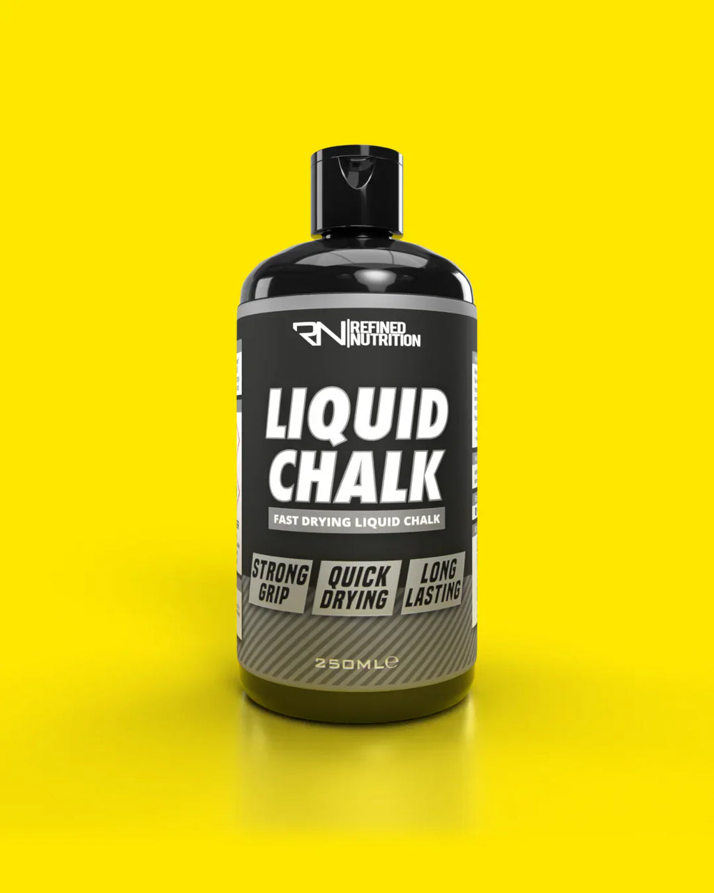 Black bottle of Refined Nutrition Liquid Chalk for elite liquid chalk and unrivalled gripping power