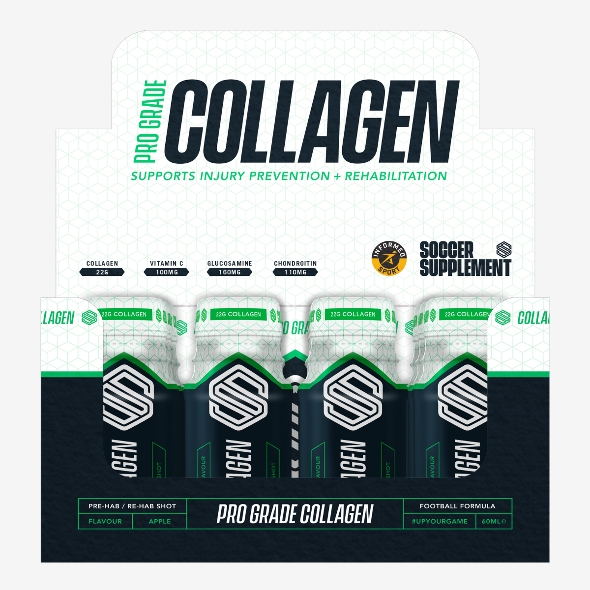 Soccer Supplement Collagen Shot - 12x60ml / Apple - Bovine Collagen Shots