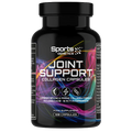Black bottle of Sports Genetics Joint Support Collagen Capsules on a white background