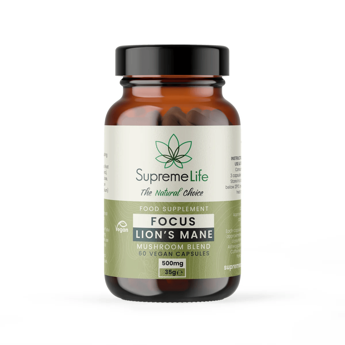 Supreme CBD Lions Mane Vegan Capsules - Focus (500mg) - 60 Caps