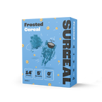 Light blue Surreal Protein Cereal box with astronaut, showing protein, net carbs, sugar info