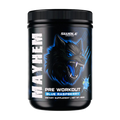 Pre workout supplement container with wolf design on a white background