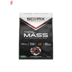 Black Sci-MX Total Mass muscle gainer bag with chocolate chunks and nutrition info