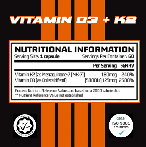 Chemical Warfare Vitamin D3 & K2 - 60 Caps - Vitamin D3 & K2 Capsules