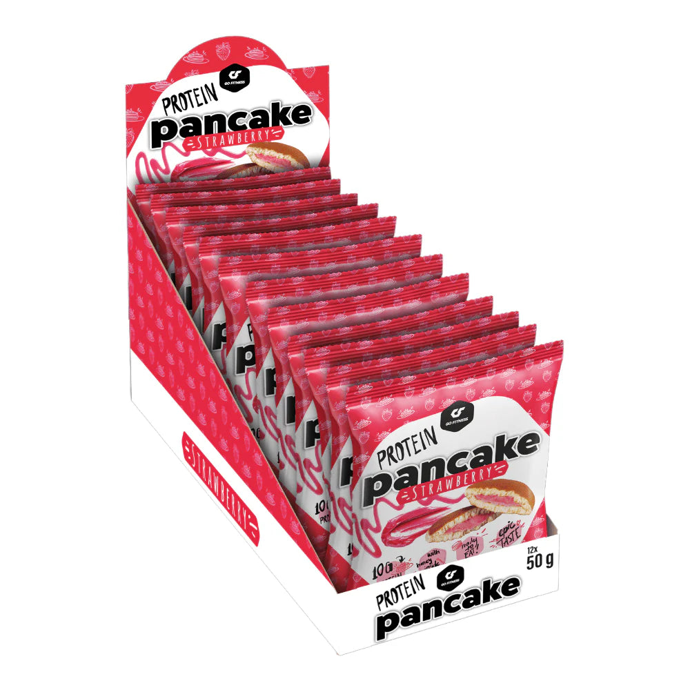 Display box of Go Fitness Protein Pancake with delicious whipped protein soft pancakes