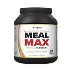 Black Strom Sports MealMAX tub with vanilla-flavored premium protein for quick digestion