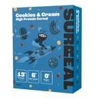 SURREAL Protein Cereal Cookies & Cream box with 13g protein and 0g sugar