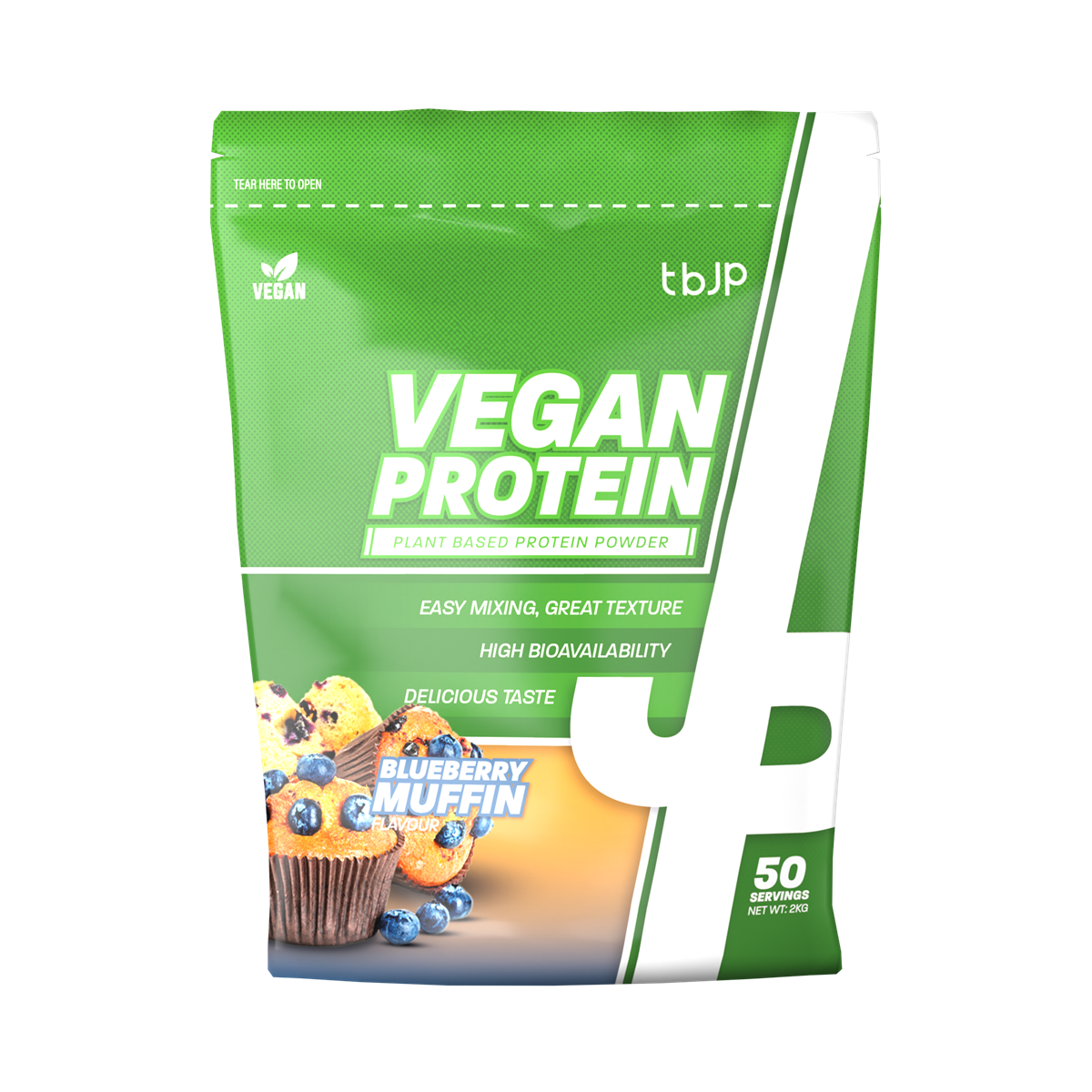 Trained By JP Vegan Protein - 2kg / Blueberry Muffin - Plant Protein Powder