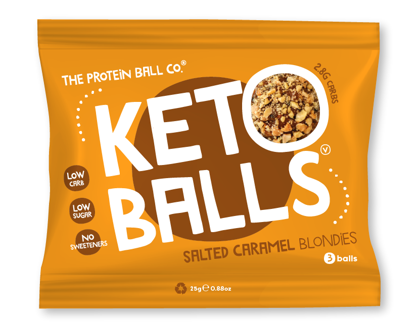 Salted Caramel Blondies Keto Balls in an Orange Pouch - Perfect Protein Ball Peanut Butter Snack