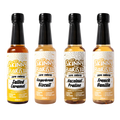 Four bottles of The Skinny Food Co sugar free coffee syrup with buttery caramel flavor