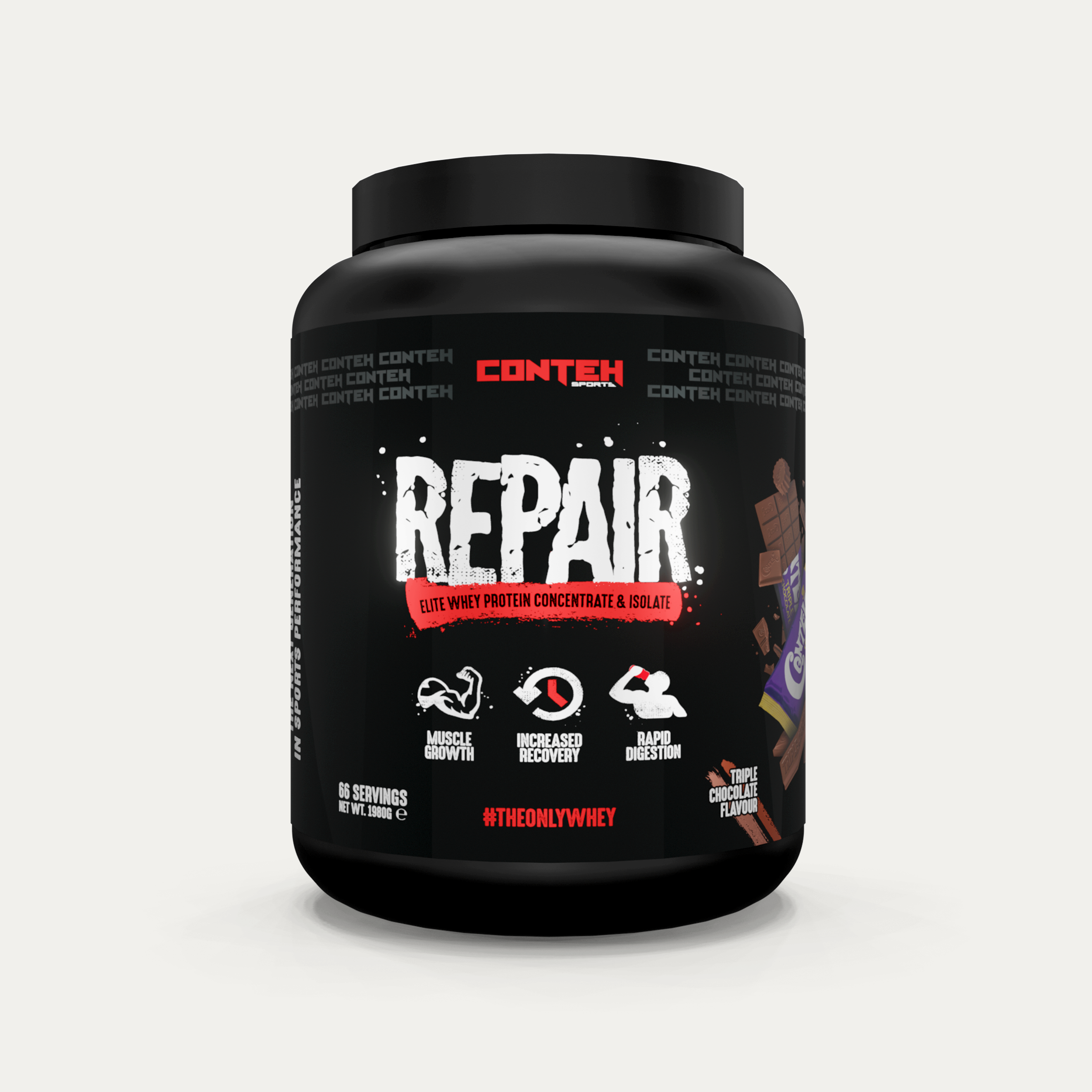 Conteh Sports Repair - 1980g / Triple Chocolate - Protein Blend Powder (Whey Protein Concentrate Whey Protein Isolate