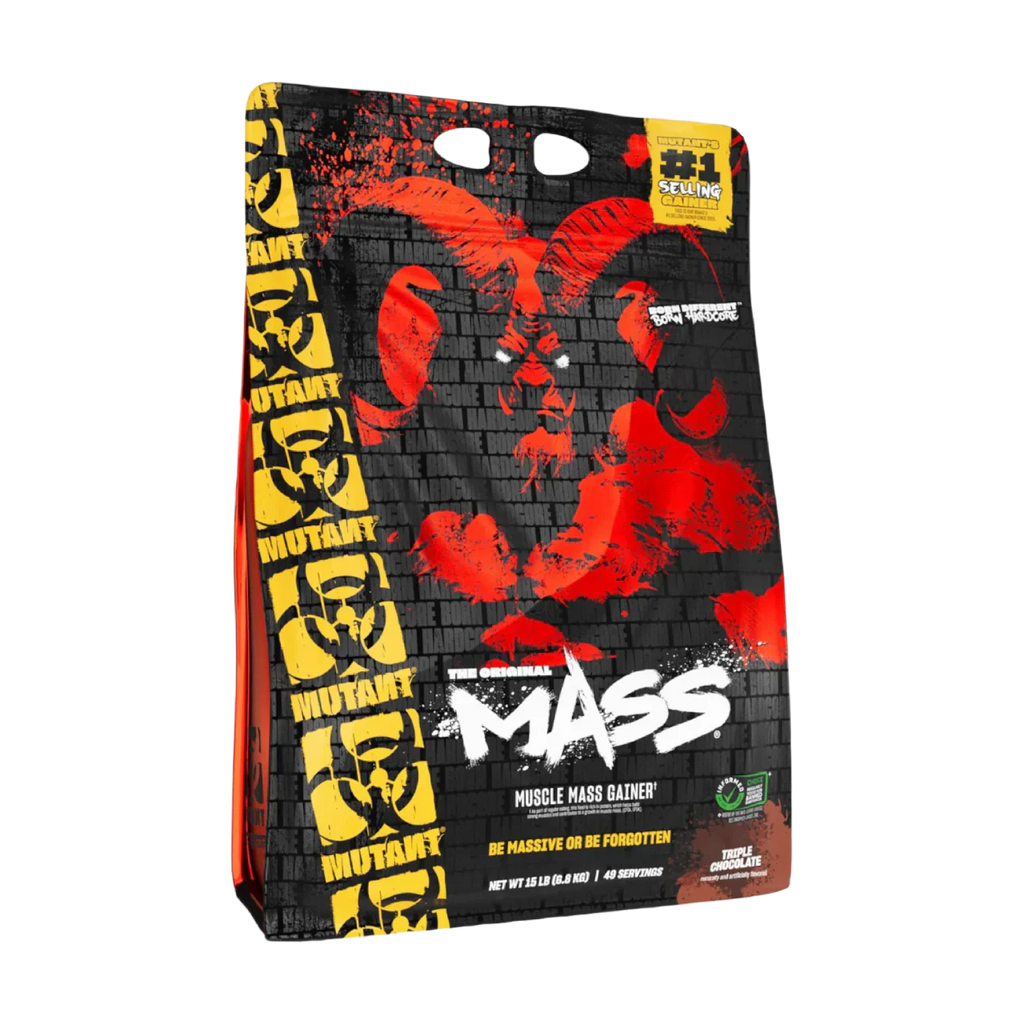 Black and red Mutant Mass muscle gain bag for muscle mass building