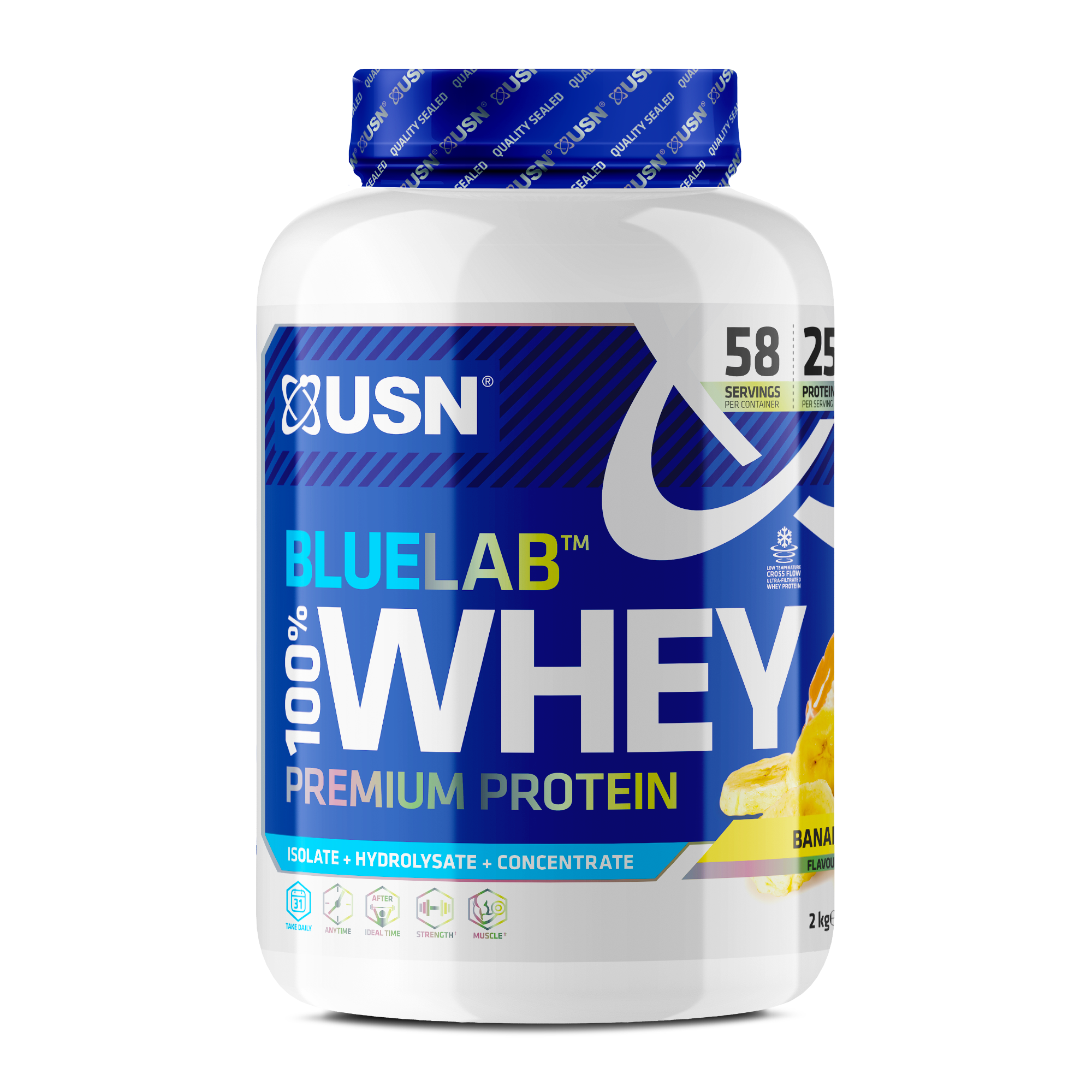 USN Blue Lab Whey - 2kg / Banana - Whey Protein Powder