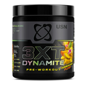 Black USN 3XT Dynamite pre-workout container with pineapple flavor for herbal support boost