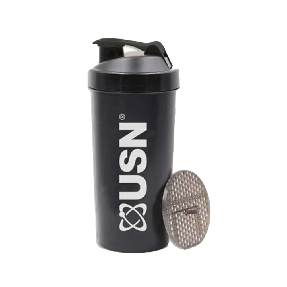 Black USN Mega Shaker with internal mixer ball for easy recovery drinks