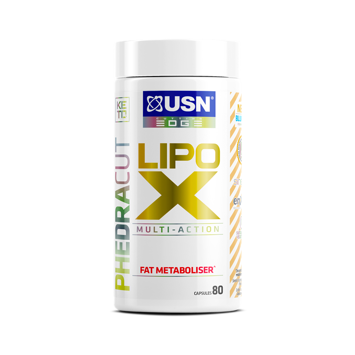 White USN Phedracut Lipo X bottle with 80 capsules, your fat metabolism booster for weight loss journey