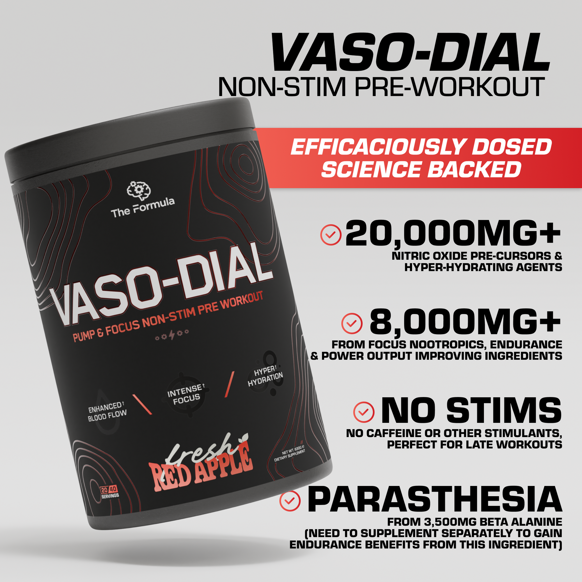 The Formula VASODIAL Non-Stim Pre Workout 630g