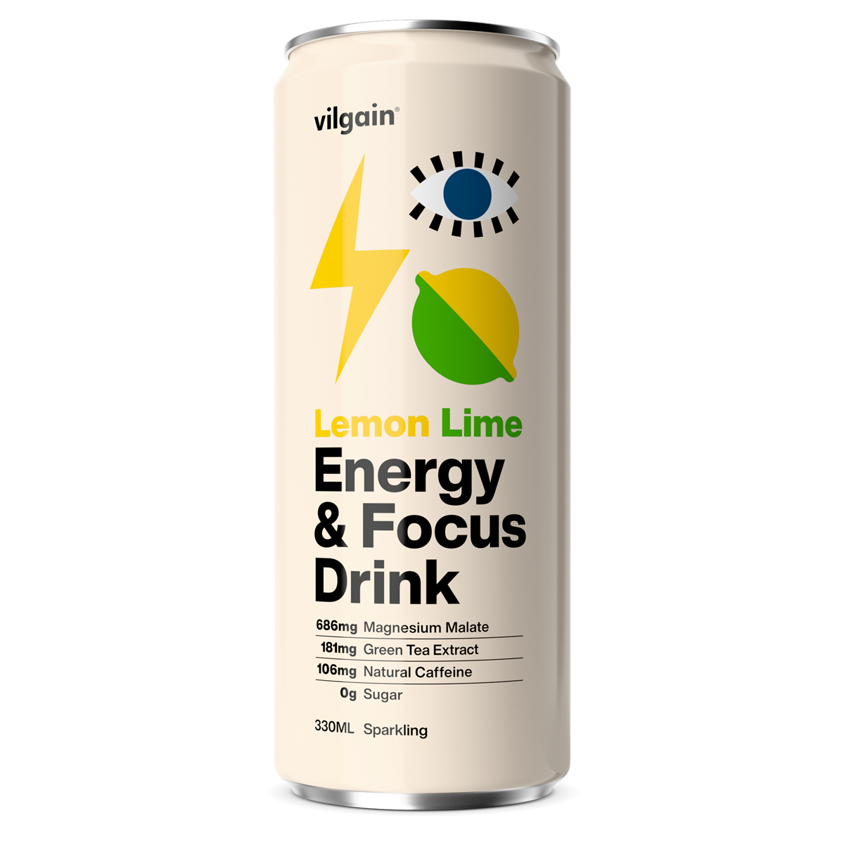Vilgain Energy & Focus Drink with lemon lime flavor and magnesium malate