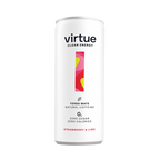 White Virtue Clean Energy can with Strawberry Lime flavor, natural caffeine, zero sugar