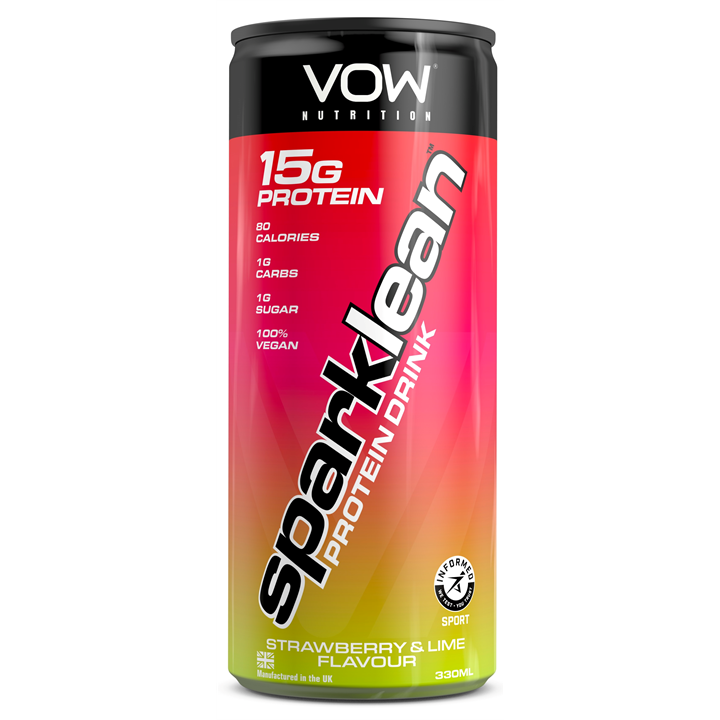 VOW Nutrition Sparklean protein drink with strawberry and lime flavor, high-quality vegan protein