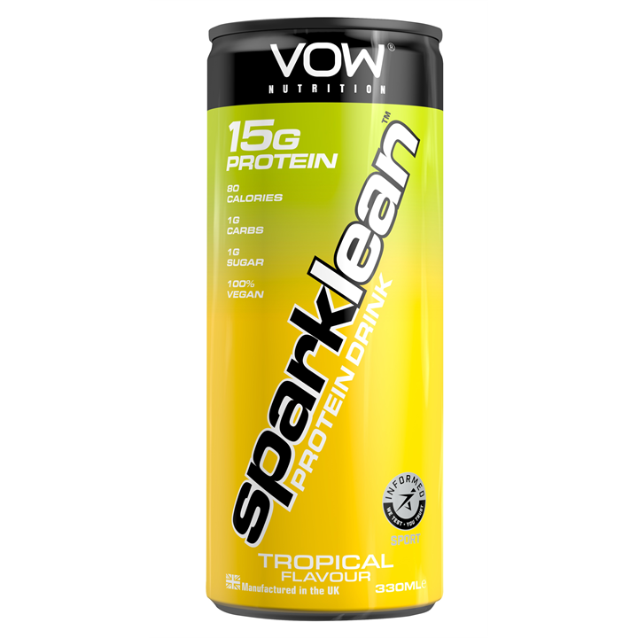Tropical flavored VOW Nutrition Sparklean protein drink with high-quality vegan protein