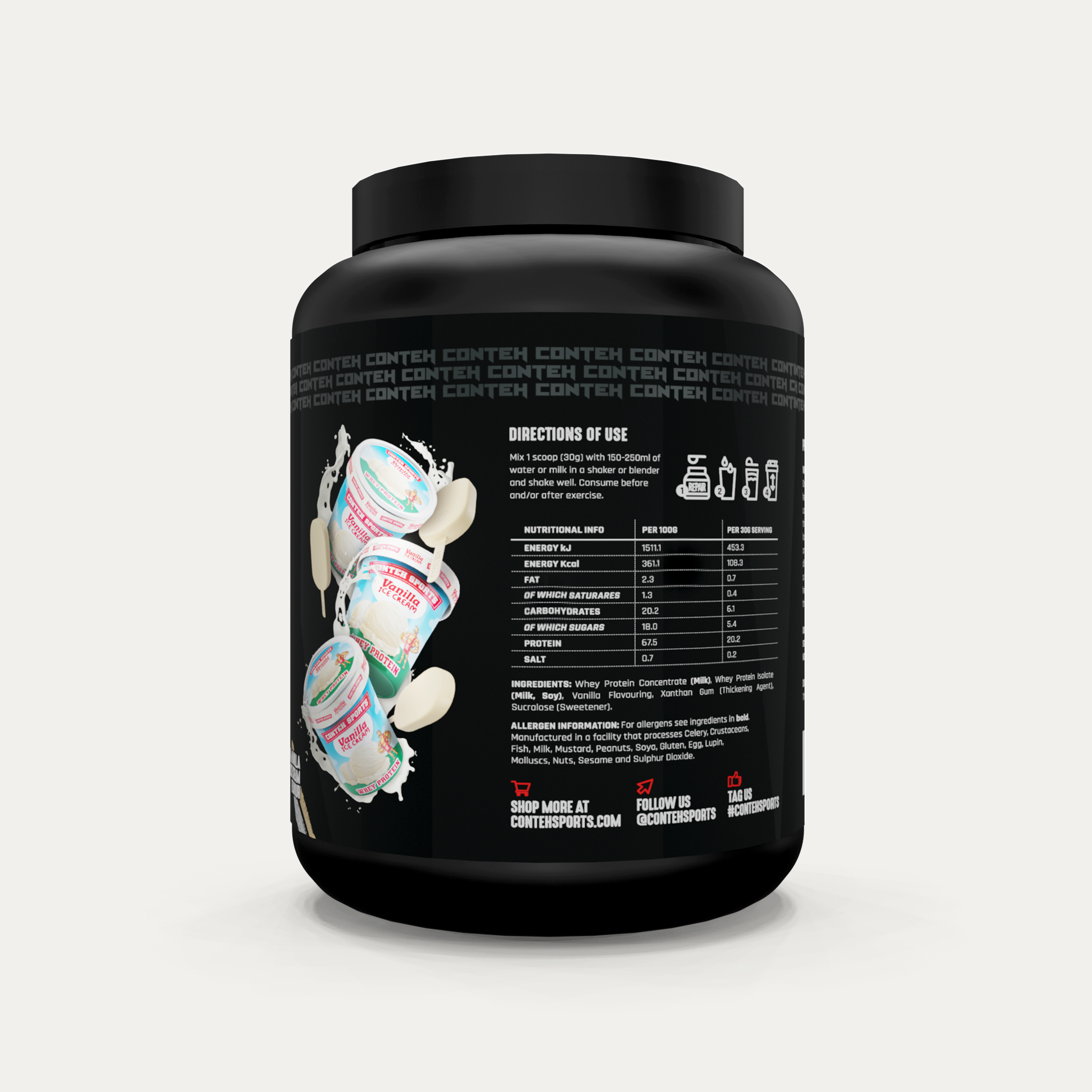 Conteh Sports Repair - 1980g / Vanilla Ice Cream - Protein Blend Powder (Whey Protein Concentrate Whey Protein Isolate
