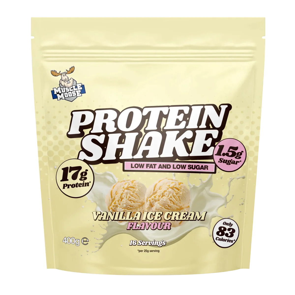 Vanilla muscle moose protein shake powder for muscle recovery and muscle moose protein