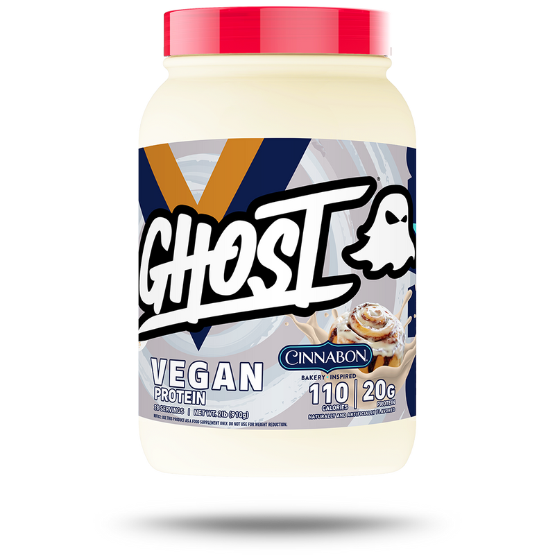 Ghost Vegan Protein cinnamon bun flavored vegan protein powder with soy free plant-based protein blend