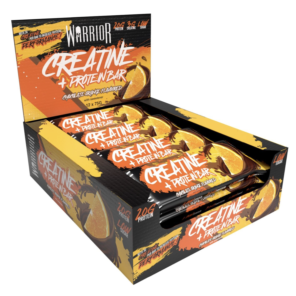 Warrior Creatine Bars - 12x75g / Chocolate Orange - Protein Bars