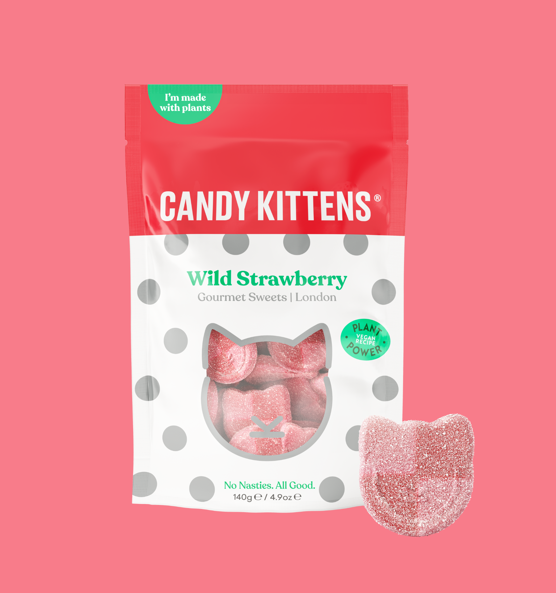 Candy Kittens 10x140g Wild Strawberry - Fruit & Chewy