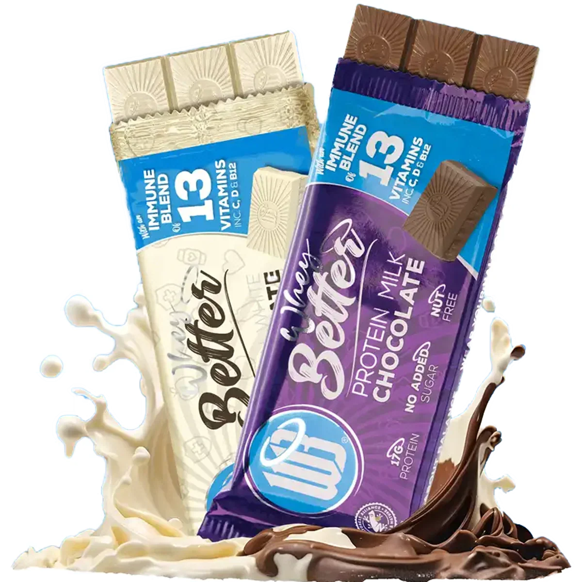 WheyBetterProtein Chocolate Immune Blend of Vitamins - 12x75g / Protein Milk Chocolate - Protein Bars