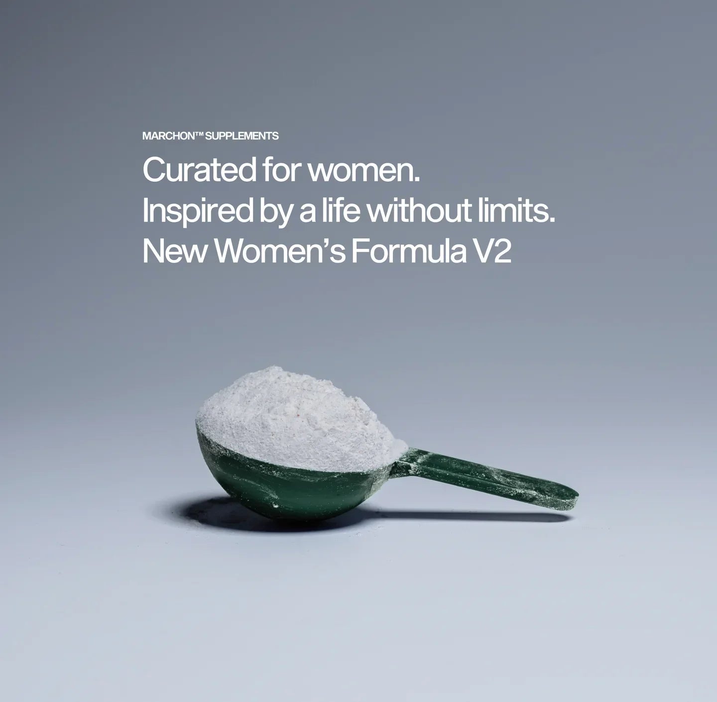 Green scoop with white supplement for Marchon™ Women’s Formula with marine collagen