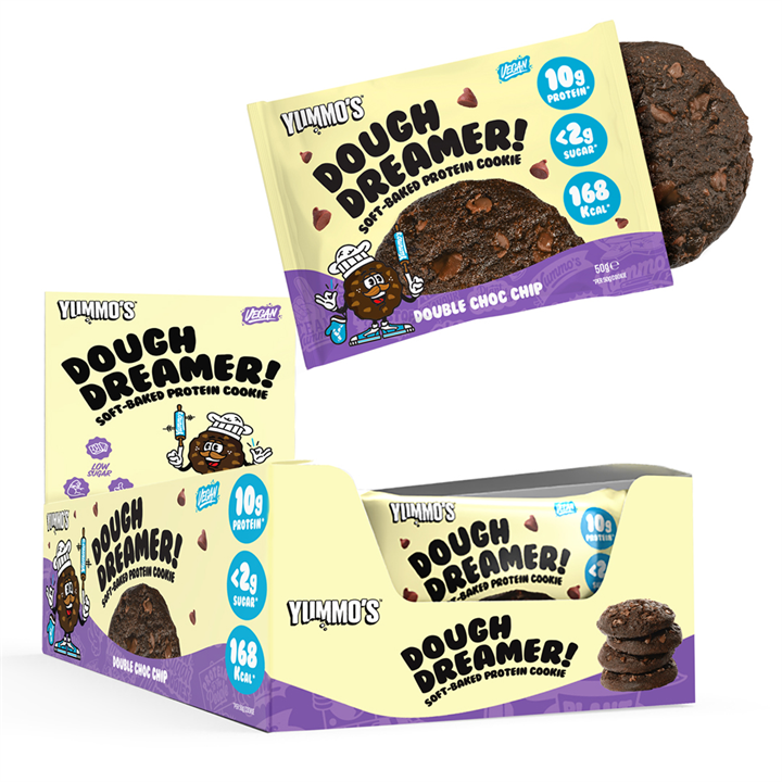 Yummo’s Dough Dreamer! Vegan Protein Cookie - 12x50g / Double Choc Chip - Vegan Protein Cookies