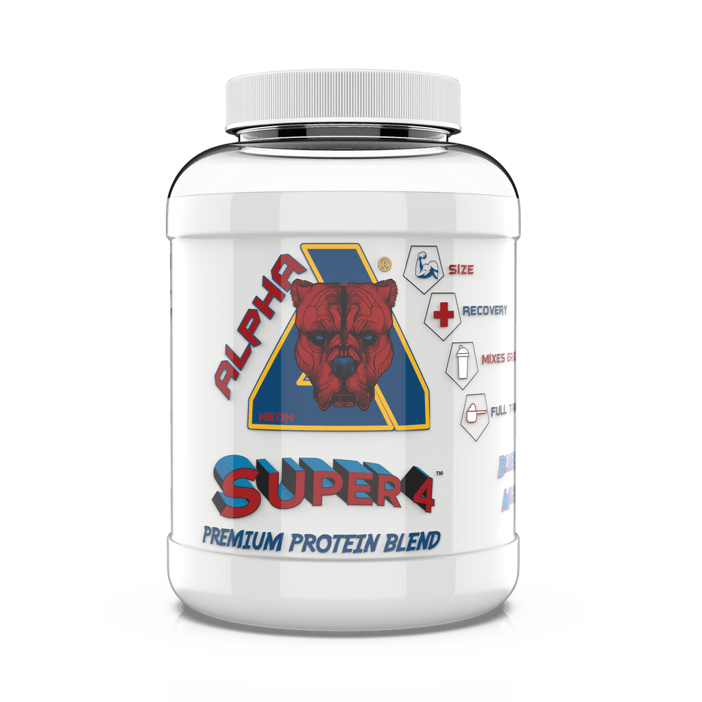 Alpha Neon SUPER 4 - Protein Blend Powder (Whey Protein Concentrate Whey Protein Isolate Calcium Caseinate Micellar