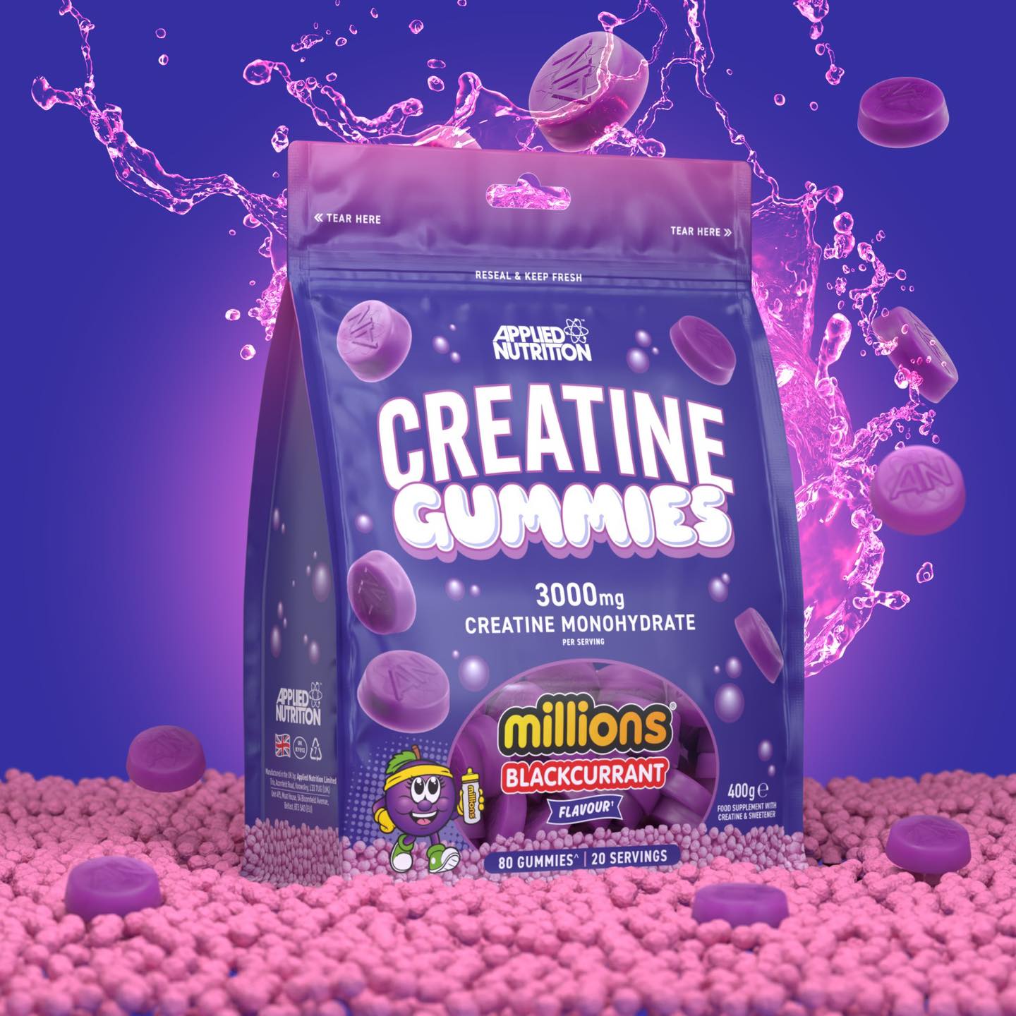 Applied Nutrition Creatine Gummies 80Gummies - 80 Gummies / Million Blackcurrant - Creatine Gummies