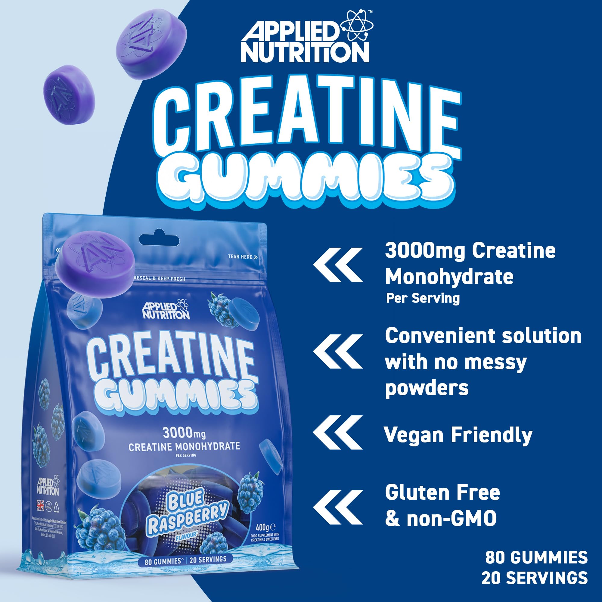 Applied Nutrition Creatine Gummies 80Gummies - 80 Gummies / Million Blackcurrant - Creatine Gummies