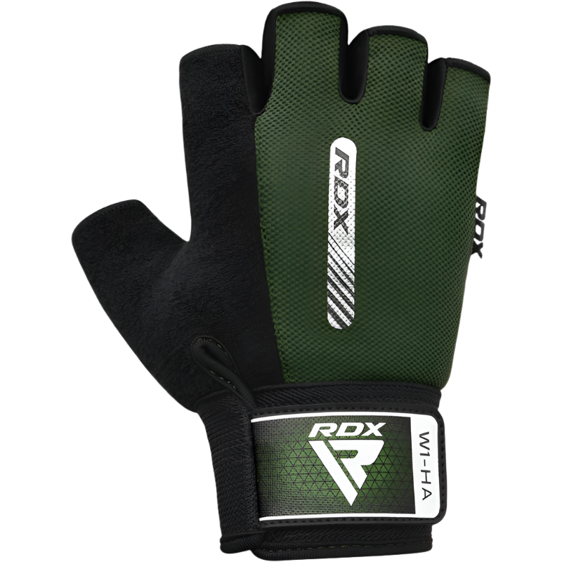 RDX Gym Weight Lifting Gloves W1 Half Plus - M / Army Green - Weight Lifting Gloves