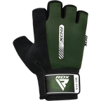 RDX Gym Weight Lifting Gloves W1 Half Plus - M / Army Green - Weight Lifting Gloves