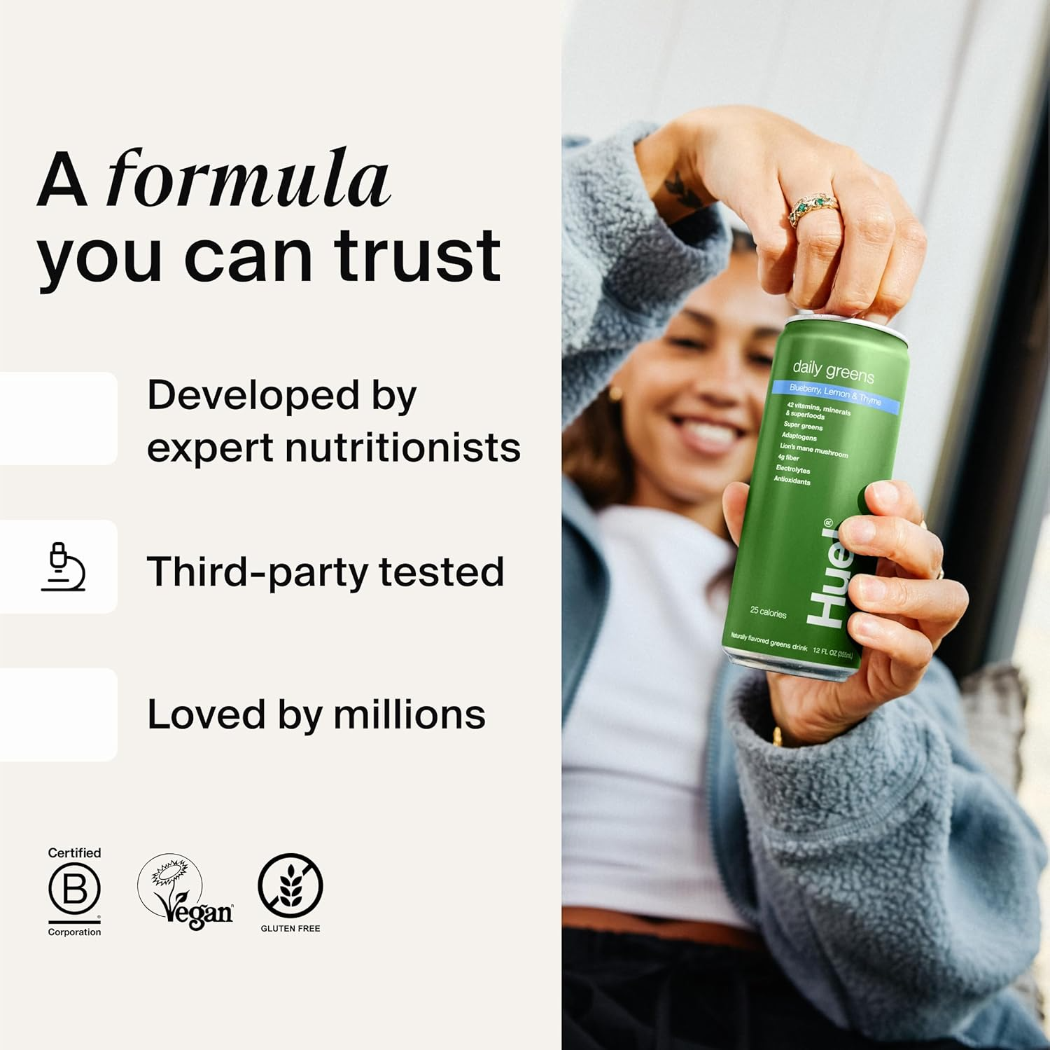 Huel Daily Greens Sparkling Drink 12x330ml - MyGymSupplements