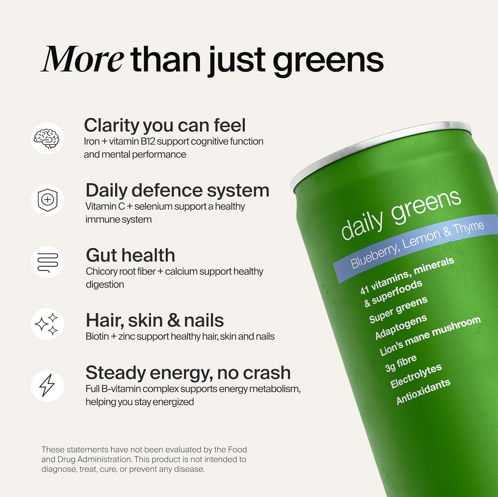 Huel Daily Greens Sparkling Drink 12x330ml - MyGymSupplements