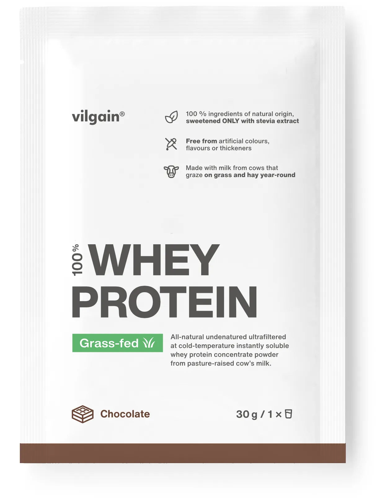 Vilgain Grass-fed Whey Protein - 30g / Chocolate - Whey Protein Powder