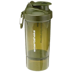 Olive green Smartshake One Shaker with attached lower compartment for mixer net use