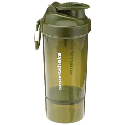 Olive green Smartshake One Shaker with attached lower compartment for mixer net use
